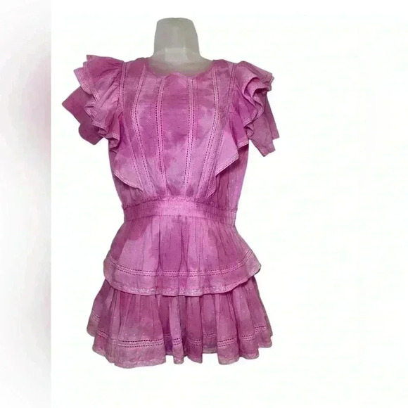 LoveShackFancy Natasha Pink Ruffle Tiered Mini Dress Size P (00) - Picture 3 of 7